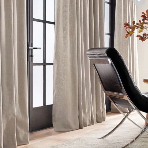 2 POTTERY BARN DRAPERY BLACKOUT PANELS LINEN COTTON OATMEAL 50x96 - Picture 1 of 14